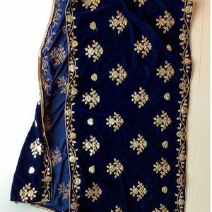 Unique and Beautiful Midnight Blue Velvet Shawl